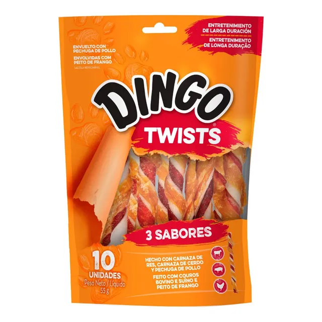 Dingo Twist Snack Golosina Para Perros Triple Sabor X10 Und