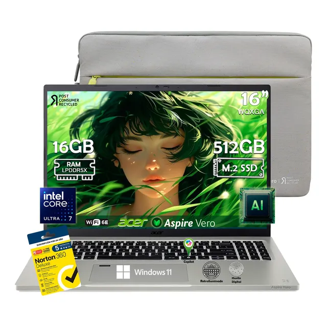 Laptop Acer Vero Ultra 7 155u 512gb 16gb Ram Ia Power + Kit