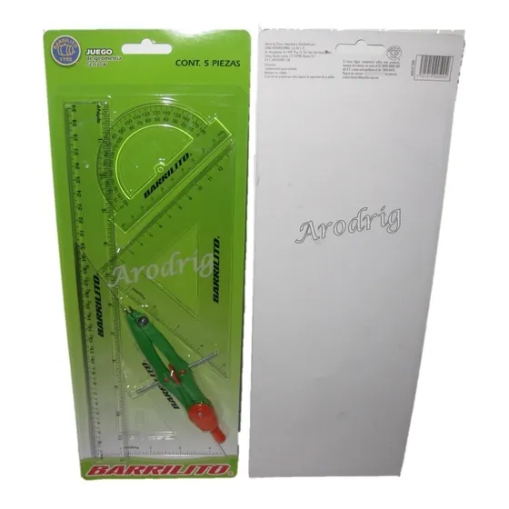 Juego De Geometría Escuadras Compas De Precisión Barrilito 5