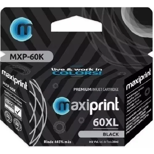 Cartucho De Tinta Compatible Con Hp 60xl Negro Maxiprint 