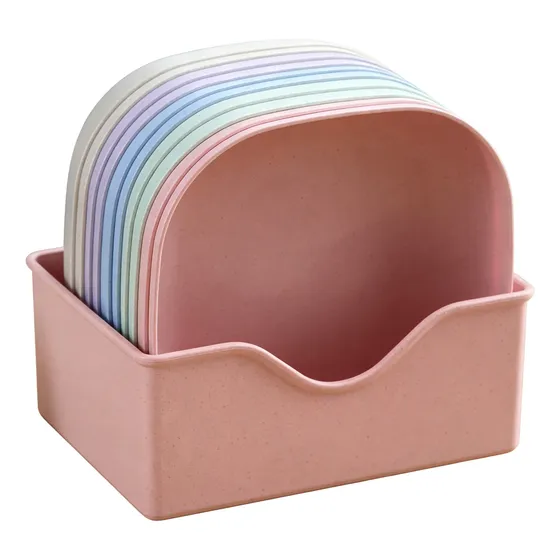 10 Platos Multiusos Con Base De Almacenamiento Random Solid Color