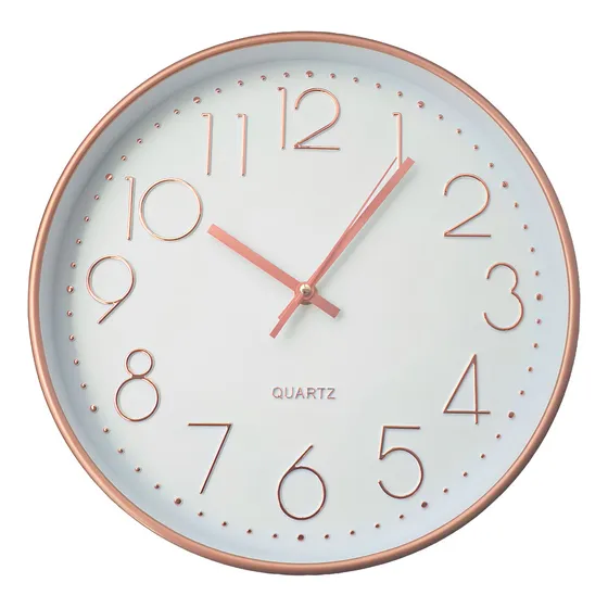 Relógio de Parede Analógico Decorativo Moderno Cor da estrutura Rose Cor do fundo Branco