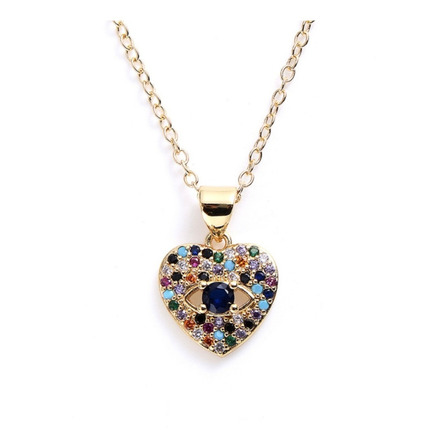 Collar Cobre Ojo Turco Corazon Dorado/colores Collar Cobre Ojo Turco Corazon Dorado/colores