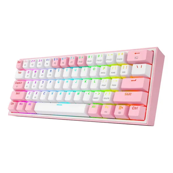 Teclado Redragon K616-rgb Fizz Pro Red Español - White/pink Color del teclado Blanco/Rosa