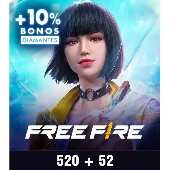 Free Fire 520 Diamantes Card Recarga Saldo [ +52 Bonus ]