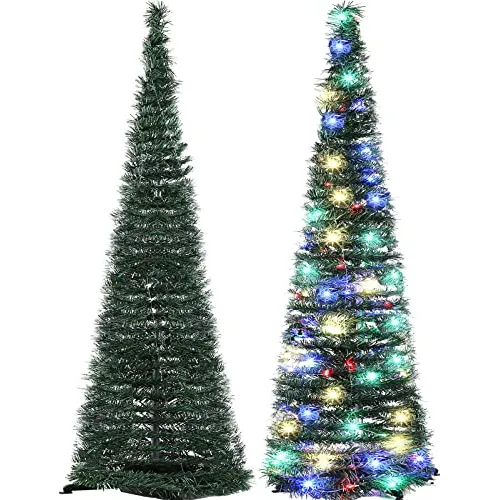 Árbol De Navidad Tipo Lápiz De 5 Pies Con 50 Luces Led De Ca