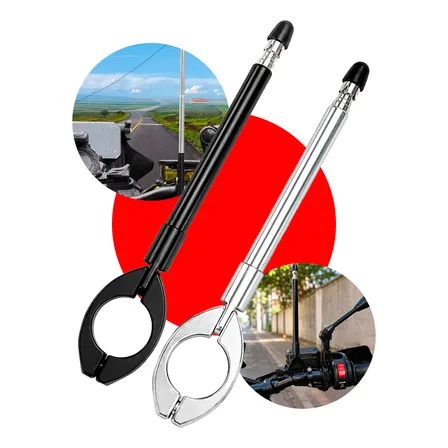 Antena Corta Pipa Guidão Moto Retrátil 7 Estágios Inox 60cm Preto