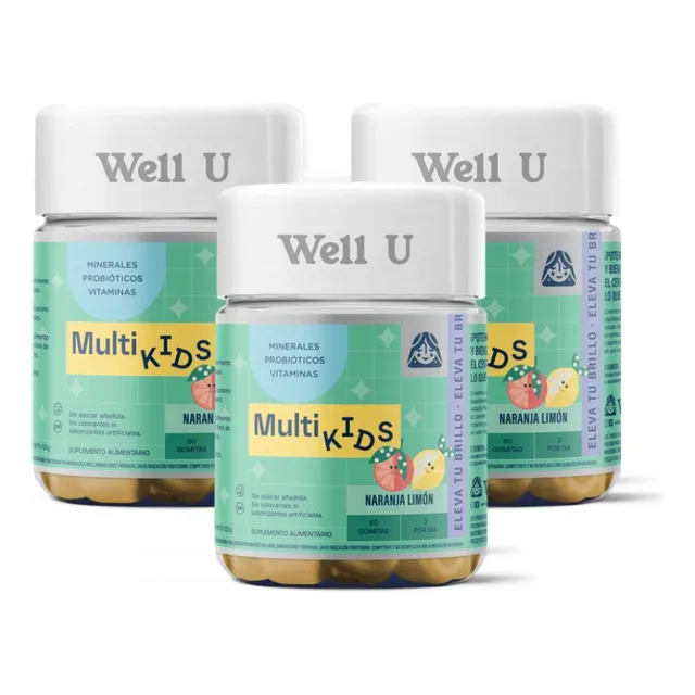 Pack X 3 Gomitas Multivit + Probioticos P/niños 60un Well U