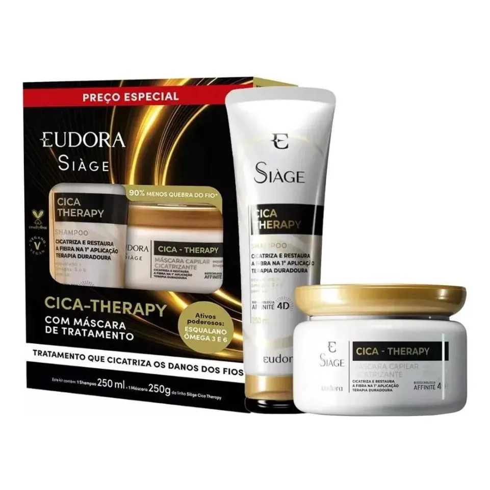 Kit Eudora Siage Cica-Therapy Shampoo 250ml + Máscara 250g