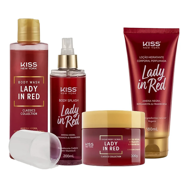 Lady In Red Kit Com 4 Produtos - Kiss New York Lady In Red