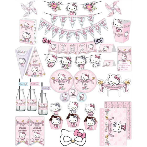 Hello Kitty Imprimible Hoja A4 Para Decoración De Cumpleaños
