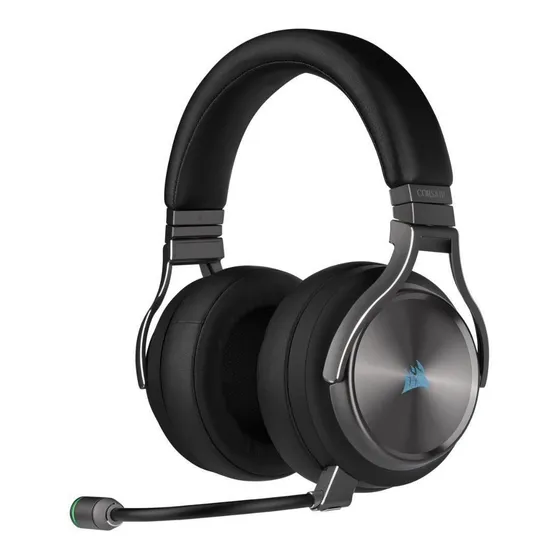 Auriculares gamer inalámbricos Corsair Virtuoso RGB Wireless carbon con luz LED