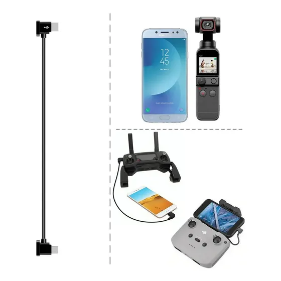 Cabo OTG USB-C/Micro-USB Controle Mavic Pro/Air/Air 2/Spark/Mini 2/Osmo Pocket