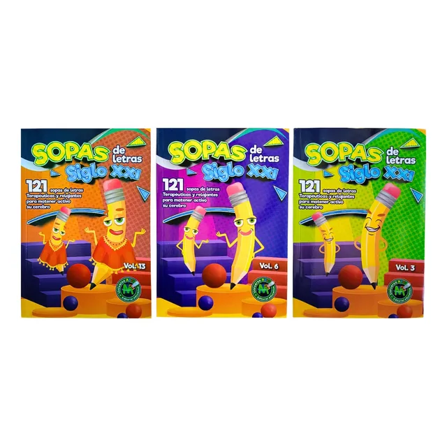 Pack 3 Tomos De 121 Sopas De Letras | Letras Grandes
