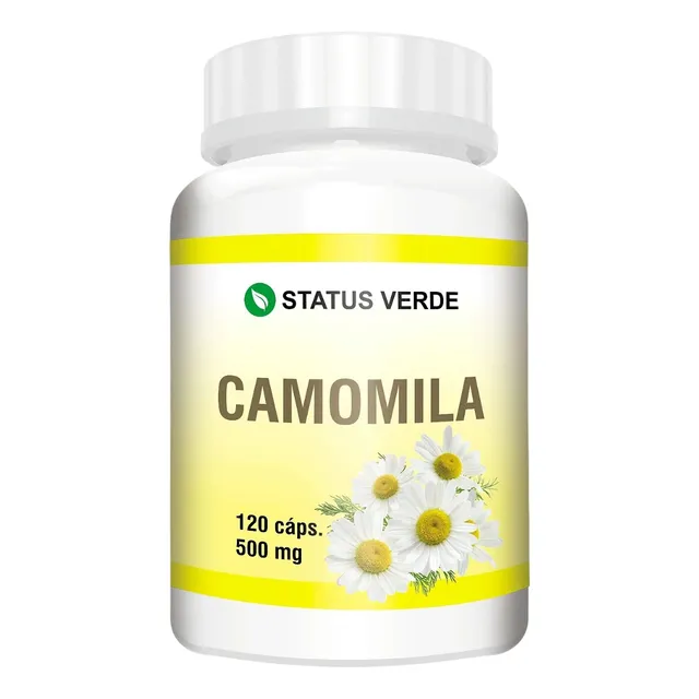 Camomila Pura 100% Natural 120 Cáps De 500mg - Status Verde