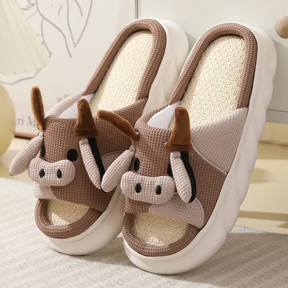 Bonitas Sandalias De Vaca Para Mujer, Cómodas Pantuflas Para