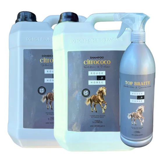 Kit Shampoo P/ Cavalo Coco/citrol 5l Condici + Abrilhantador