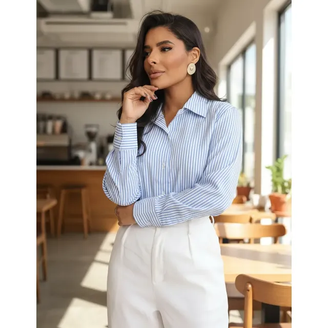 Camisa Social Feminina Manga Longa Moda Evangélica
