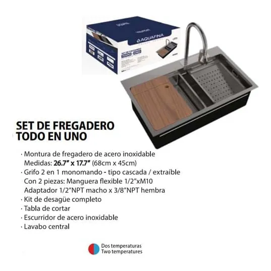 Set De Fregadero Aquafina Nuevo 68x45cm