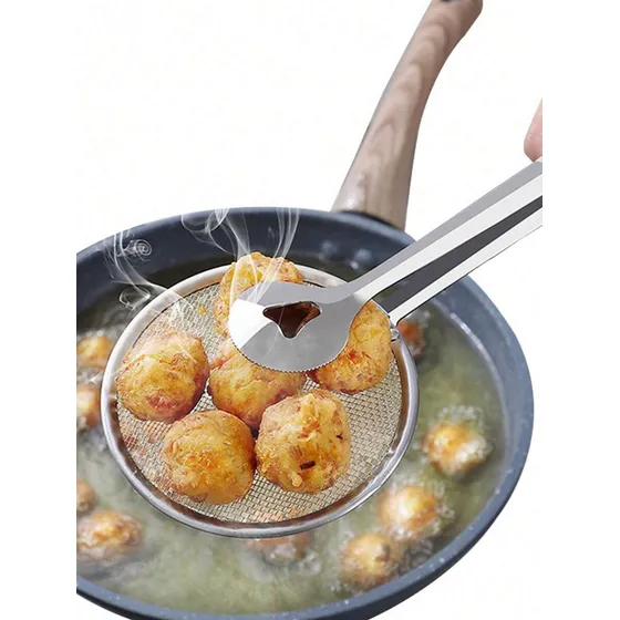 Pinza De Cocina 2 En 1 Con Escurridor Para Freír 