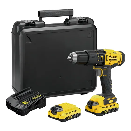 Taladro Percutor Atornillador Scd711c2k Stanley 2 Baterias Color Amarillo Frecuencia 50