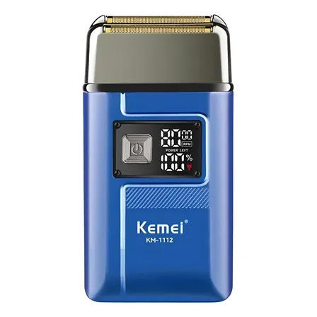 Barbeador Aparador Kemei KM-1112 Azul Bivolt 2 Lâminas USB 120min