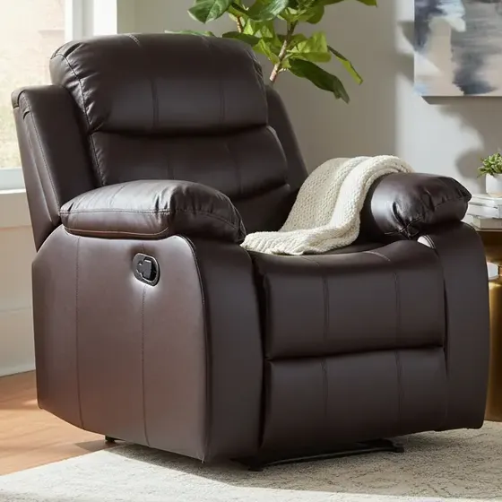 Sillón sofá reclinable Relax 1 cuerpo Celio ecocuero marrón oscuro cómodo moderno