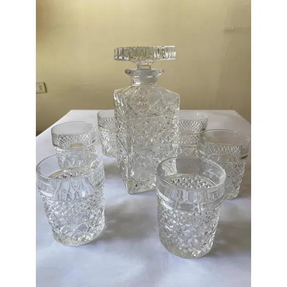 Licorera Y 6 Vasos Cristal Bohemia
