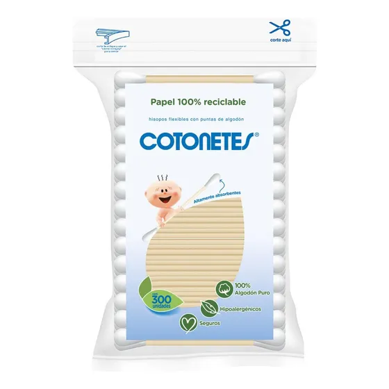 Cotonetes Algodón Johnson & Johnson® Hipoalergénicos 300 Pzs