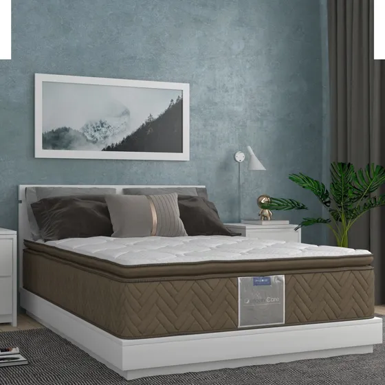 Colchón Restonic Queen Ortopedic+base Tactopiel+2 Almohadas Color Leyen