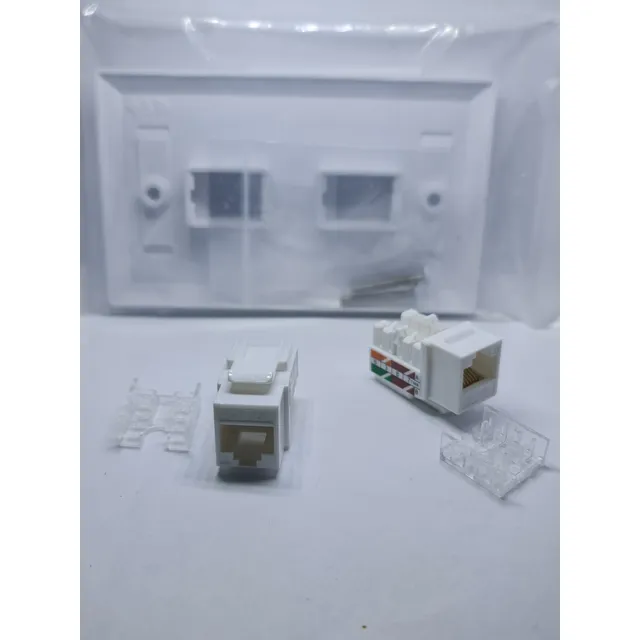 Toma Pared Faceplate Para 2 Conexión Rj45 Cat 6e 