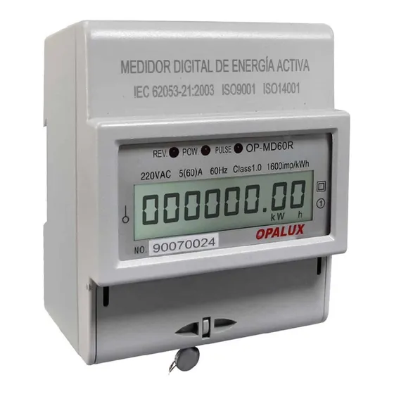 Medidor De Energía Monofásico Digital 220v Op-md60r Opalux
