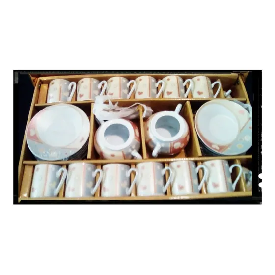 Juego De 12 Tazas Porcelana Marca Sglico Borde De Oro 24k 