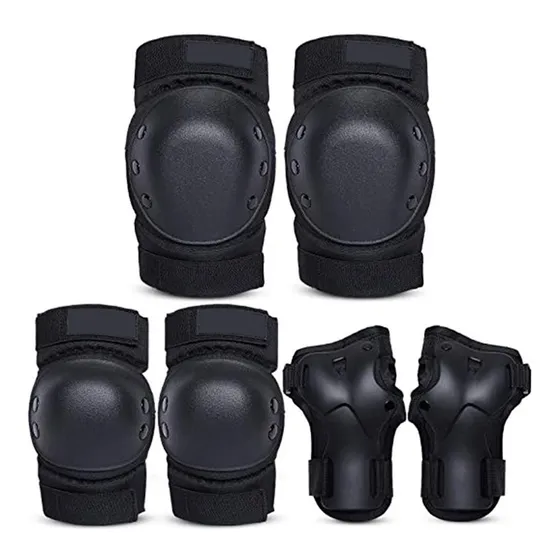 Set De Protección Adultos Rodillera Codera Muñequera Negro