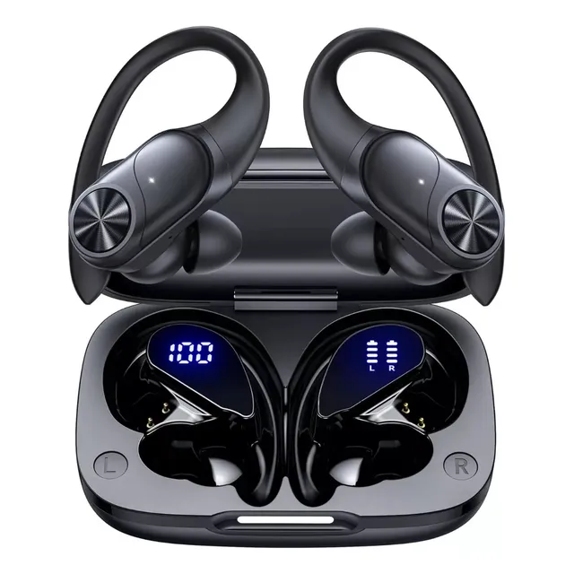 BMANI T60 Audífonos Ipx7 Carga Inalambrica Pantalla Digital Usar 80 Horas Carga Inalámbrican Movimiento Cómodo Negro