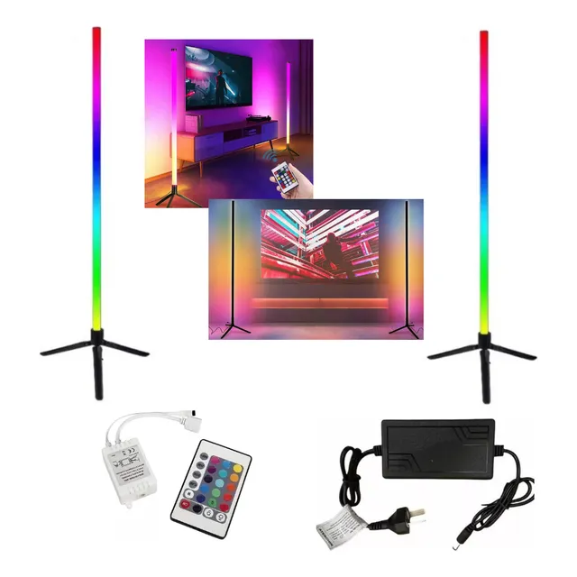 Luz Lampara Pie Led Rgb X2 1.5m Esquinero Gamer Minimalista