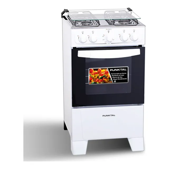 Cocina A Gas Punktal Pk-250 4 Hornallas Mesa Acero Inox Tapa