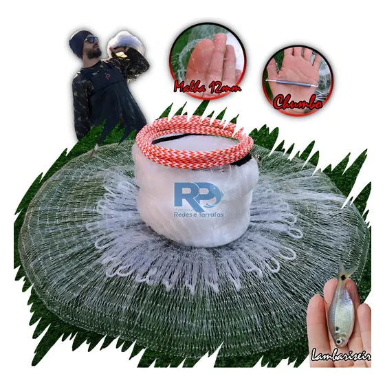 Tarrafa Lambariseira Malha 12mm X Alt 2,40m X Roda 16m Rp