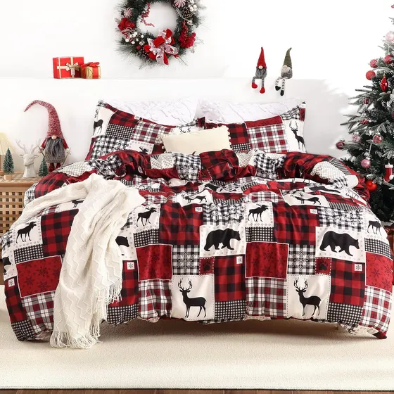 Funda Nórdica Navidad King, Suave Microfibra Cepillada Co...