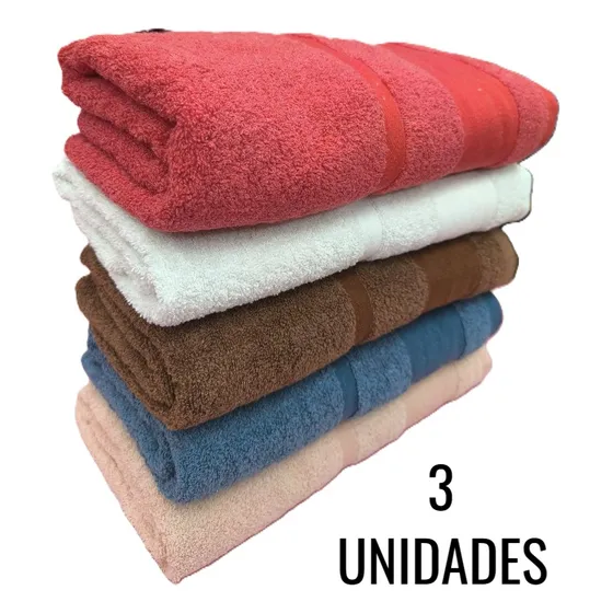 3 Toallas Baño 100% Algodón Superabsorbente