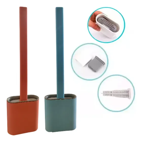 Escobilla Baño Cepillo Inodoro Flexible Silicona Organizador