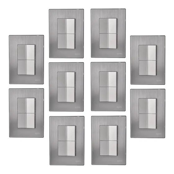 10 Placa Apagador Dúplex Acero Inoxidable Plata/oxford Igoto