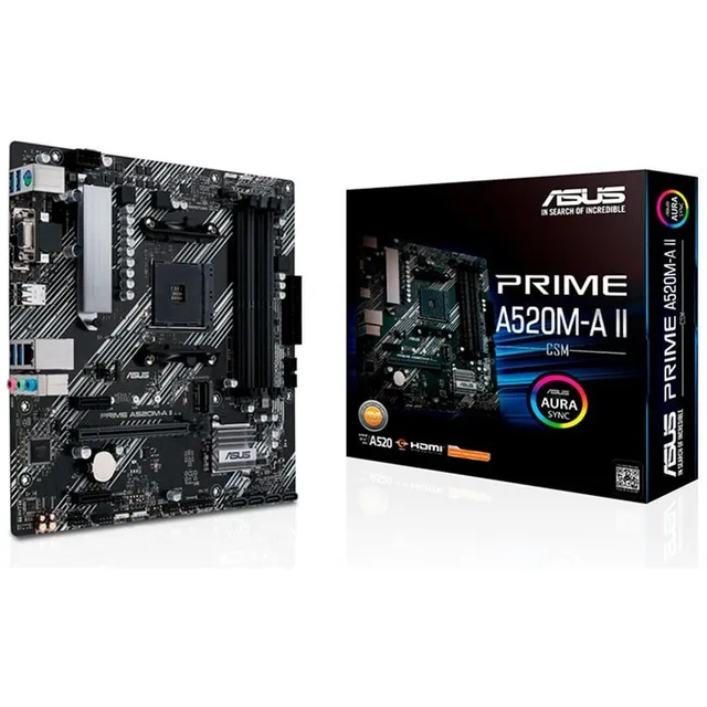 Tarjeta Madre Asus Prime A520m-a Ii Csm Am4 Ranuras Ram 4 Color Negro