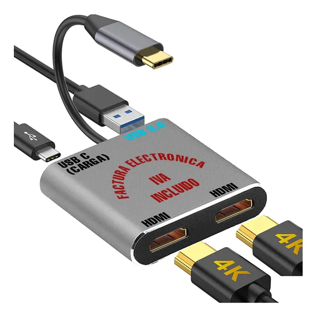 Usb C Hub Multipuerto Adaptador Doble Hdmi Windows Macbook
