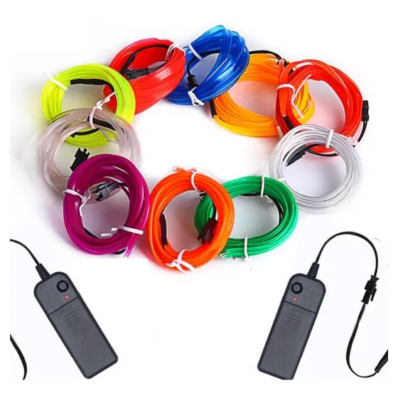 Hilo Neon Led El Wire 3 Metros A Pilas Cable Luces Tuning