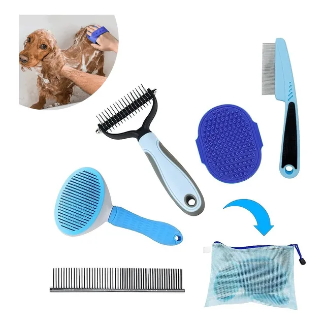 5 Kit Cepillo Deslanador De Pelo Para Perros Evita Los Nudos