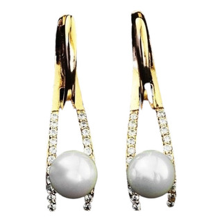 Aretes Pendientes Oro 18k Perlas Joya Mujer Elegante Lujo Aretes Pendientes Oro 18k Perlas Joya Mujer Elegante Lujo