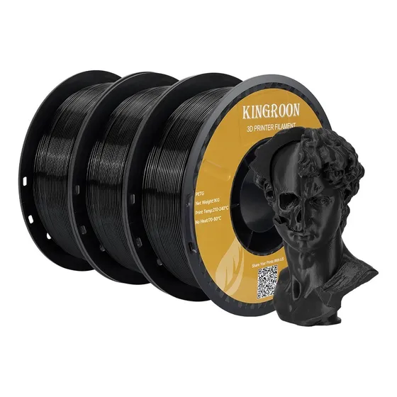 3kg/lote Kingroon Petg Filamento Para Impresora 3d 1.75mm Color Negro