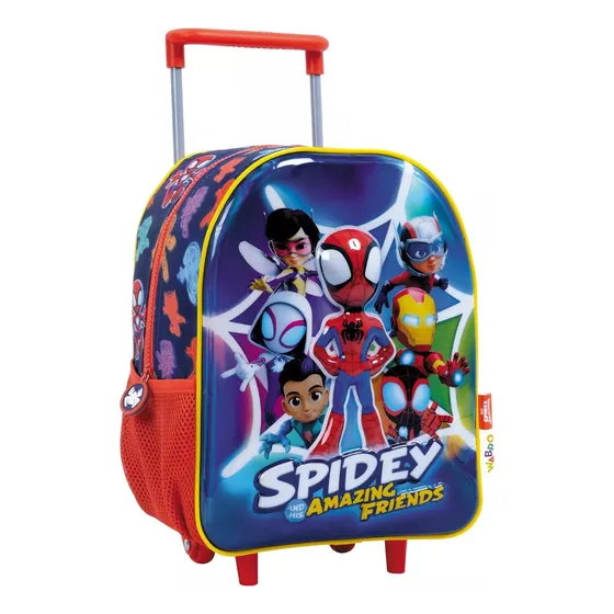 Mochila Infantil Con Carrito Spidey 12 Pulgadas Wabro 85108
