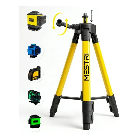 Tripe Nivel Laser Universal Amarelo Profissional Com Bolha Nivelamento Camera Manivela 1,00 Metro Al